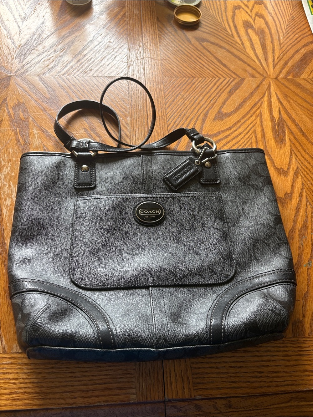 Coach Black Signature Logo Tote